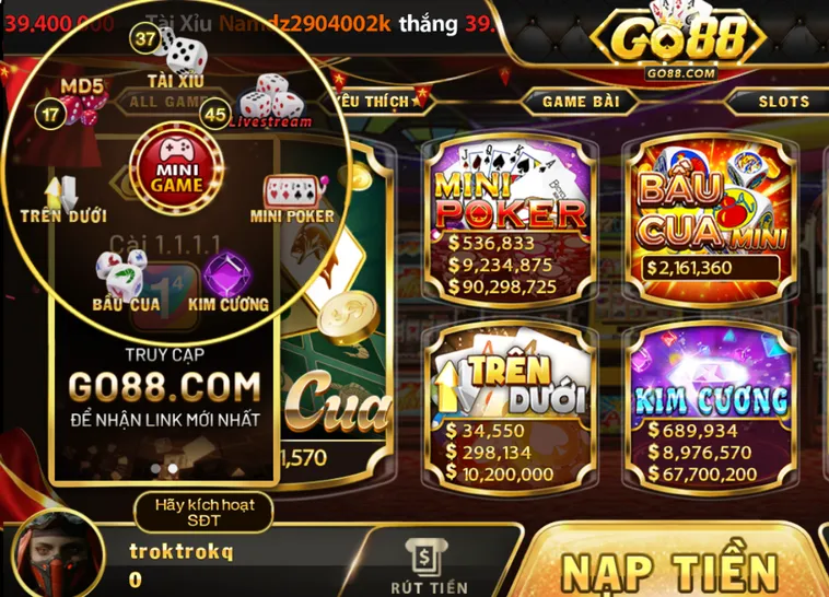 Kho Trò Chơi Đa Dạng Cùng Hệ Thống Minigame Go88 Đẳng Cấp