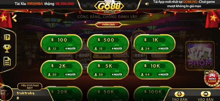 Phỏm Tại Go88 Trải Nghiệm Đỉnh Cao Với Hàng Loạt Ưu Đãi Siêu Khủng Dành Cho Game Thủ