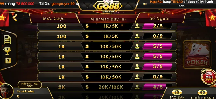 Poker Tại Go88 Trải Nghiệm Đỉnh Cao Với Hàng Loạt Ưu Đãi Siêu Khủng Dành Cho Game Thủ