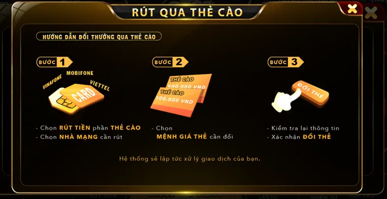 Chi TIết Rút Tiền Qu Thẻ Cào Tại Go88 Siêu Tốc Giúp Game Thủ Nhận Lợi Nhuận Nhanh Chóng Nhất