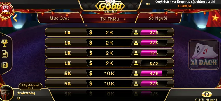 Chinh Phục Bàn Chơi Xì Dách Tại Go88 Với Tỷ Lệ Thưởng Cực Khủng